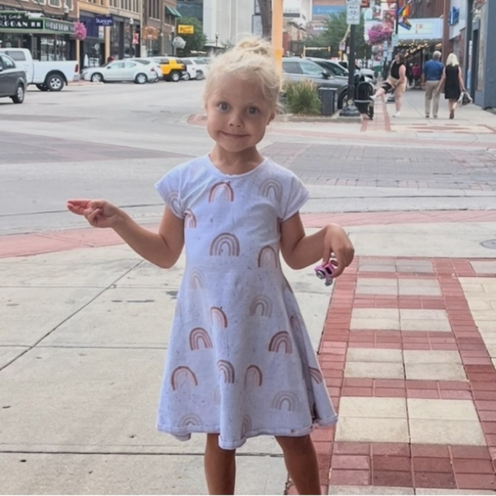 Small Shop Cream Rainbow Kids Dress